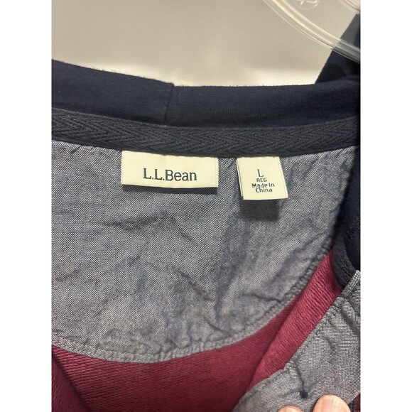 L.L. BEAN WOMEN'S LONG SLEEVE PULLOVER HOODIE With LOGO 4 Button SIZE LARGE - Picture 2 of 5